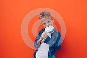 Happy kid lifestyle moments on colore backgrounds