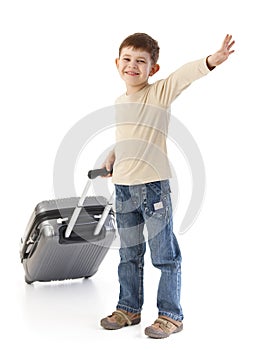 Happy kid waving smiling