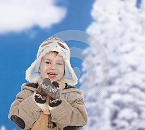 Happy kid at winter