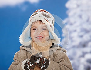 Happy kid at winter