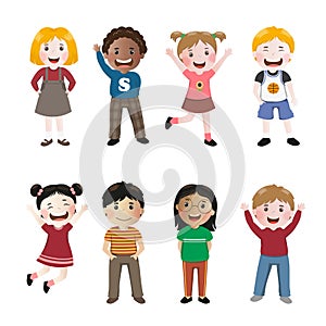 Happy kids from all over the world cartoon illustration vector collection