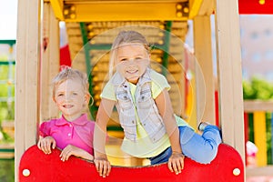 Happy kids on children playground