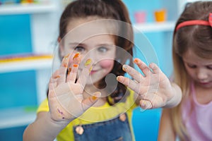 Happy kids enjoying arts and crafts together