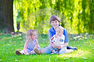 Happy kids in the garden