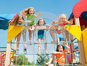 Happy kids playing outdoors