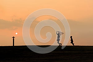 Happy kids silhouettes