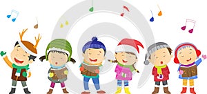 Happy kids singing Christmas Carols