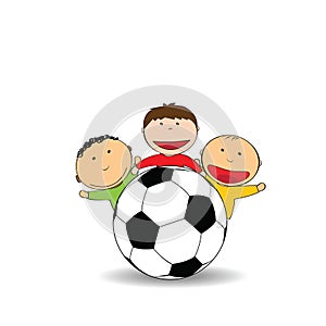 Happy kids and soccer photo