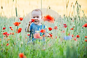 Happy kin in nature smiling photo