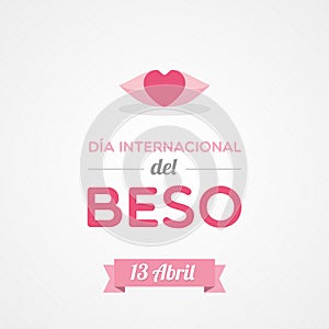 Happy Kiss Day in Spanish. April 13. DÃÂ­a Internacional del Beso. Vector illustration, flat design photo