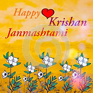 Happy Krishan Janmashtami Or Happy Janmashtami Beautiful Unique Designed Illustration Image.