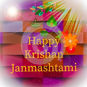 Happy Krishan Janmashtami Or Happy Janmashtami Beautiful Unique Designed Illustration Image.