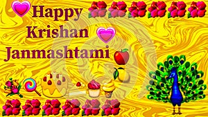 Happy Krishan Janmashtami Or Happy Janmashtami Uniqe Beautiful Different Illustration Image. Best Wishes.