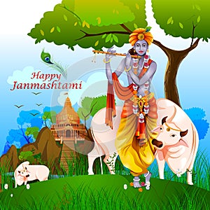 Happy Krishna Janmashtami background