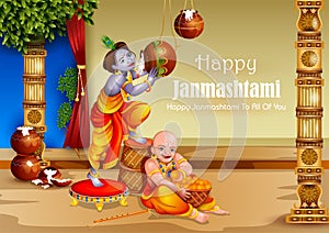 Happy Krishna Janmashtami festival Background of India