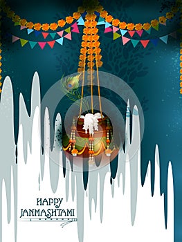 Happy Krishna Janmashtami greeting background