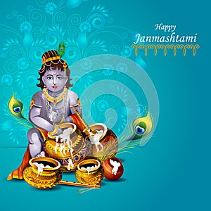 Happy Krishna Janmashtami greeting background