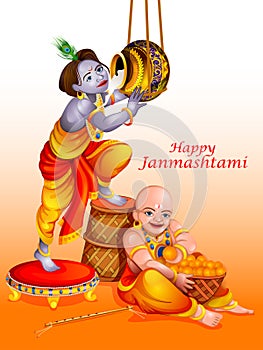 Happy Krishna Janmashtami greeting background