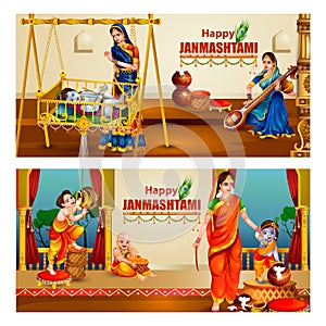 Happy Krishna Janmashtami greeting background