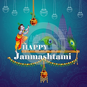 Happy Krishna Janmashtami greeting background