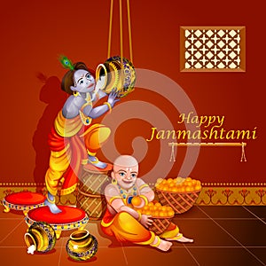 Happy Krishna Janmashtami greeting background