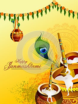 Happy Krishna Janmashtami greeting background