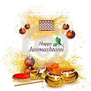 Happy Krishna Janmashtami greeting background