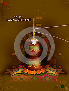 Happy Krishna Janmashtami greeting background photo