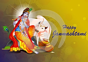 Happy Krishna Janmashtami Indian festival celebration background