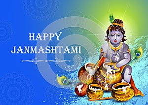 Happy Krishna Janmashtami Indian festival celebration background