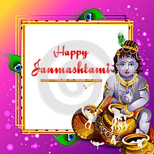 Happy Krishna Janmashtami Indian festival celebration background