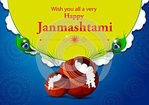 Happy Krishna Janmashtami Indian festival celebration background