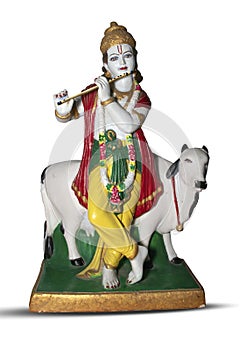 Happy Krishna Janmashtami, Lord Krishna white background indian dahi handi festival
