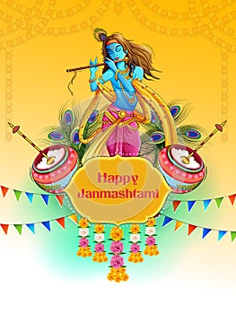 Happy Krishna Janmashtami religious holiday festival background