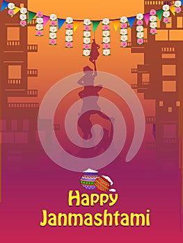 Happy Krishna Janmashtami religious holiday festival background