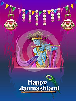 Happy Krishna Janmashtami religious holiday festival background