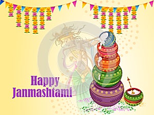 Happy Krishna Janmashtami religious holiday festival background