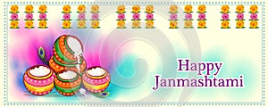 Happy Krishna Janmashtami religious holiday festival background