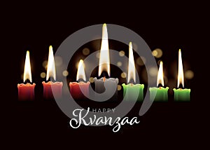 Happy kwanzaa card template with seven candles photo