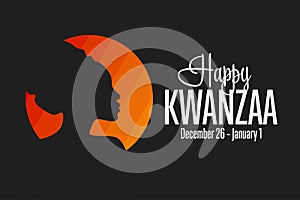 Happy Kwanzaa. December 26 until January 1. Holiday concept. Template for background, banner, card, poster with text