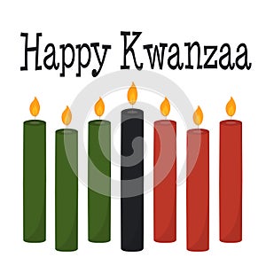 Happy Kwanzaa greeting card. seven tradition colored candles