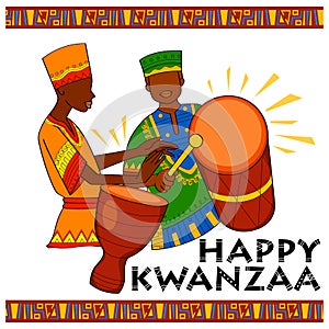 Happy Kwanzaa greetings for celebration of African American holiday festival harvest