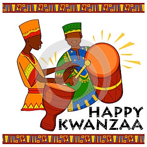 Happy Kwanzaa greetings for celebration of African American holiday festival harvest photo