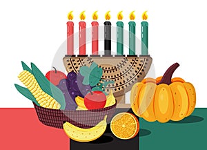 Happy kwanzaa invitation vector for web, card, social media. Happy kwanza celebrated from 26 December to 1 January. Seven candles