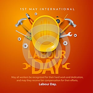 Happy Labor Day On 1 May. tools top view. abstract vector illustration design