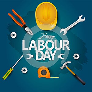 Happy Labor Day On 1 May. tools top view. vector illustration design