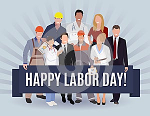 Happy Labor day american banner concept design, vector illustration. photo