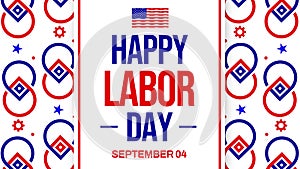 Happy Labor Day backdrop design in traditional border style with text greetings in the center.