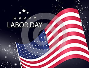 Happy Labor Day background with USA flag on sparckling