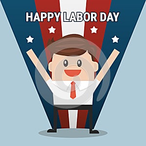 Happy labor day card design, businessman.